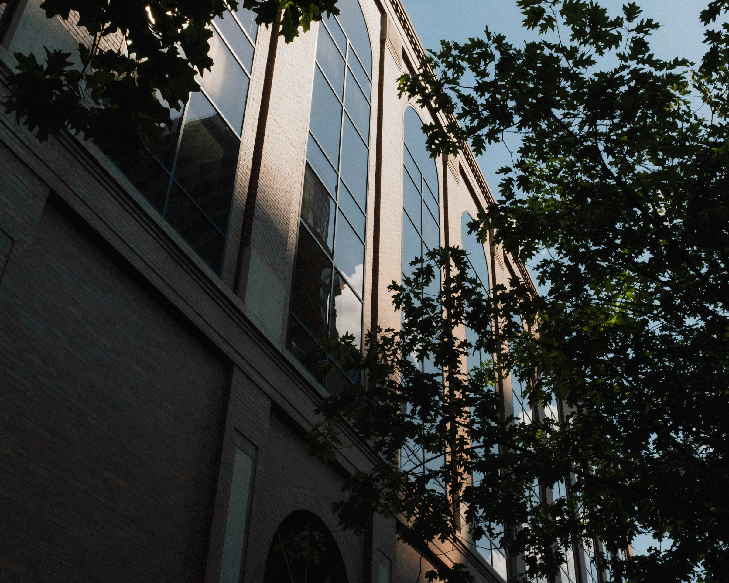 Commercial building with large glass windows