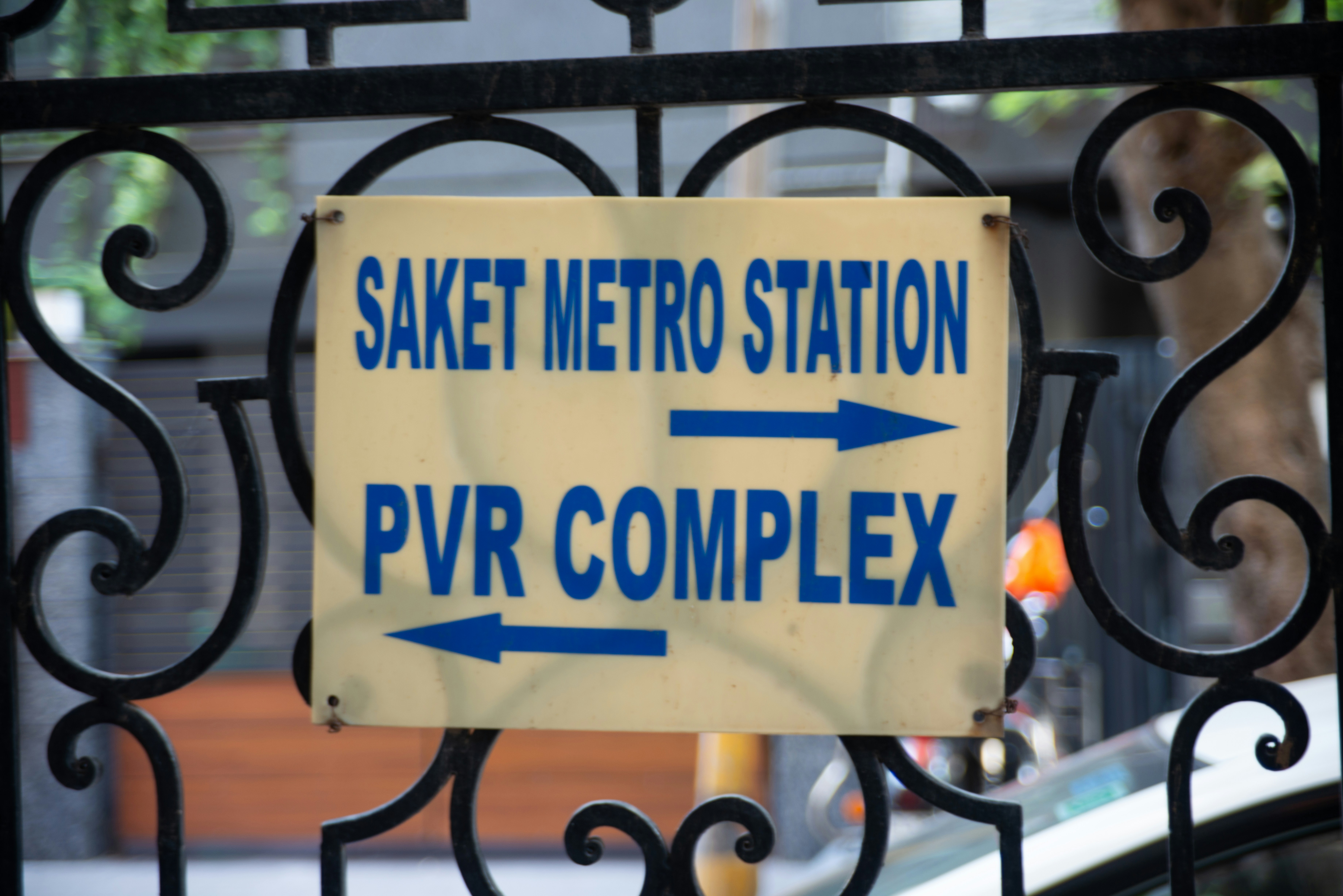Saket metro station and pvr complex directional sign