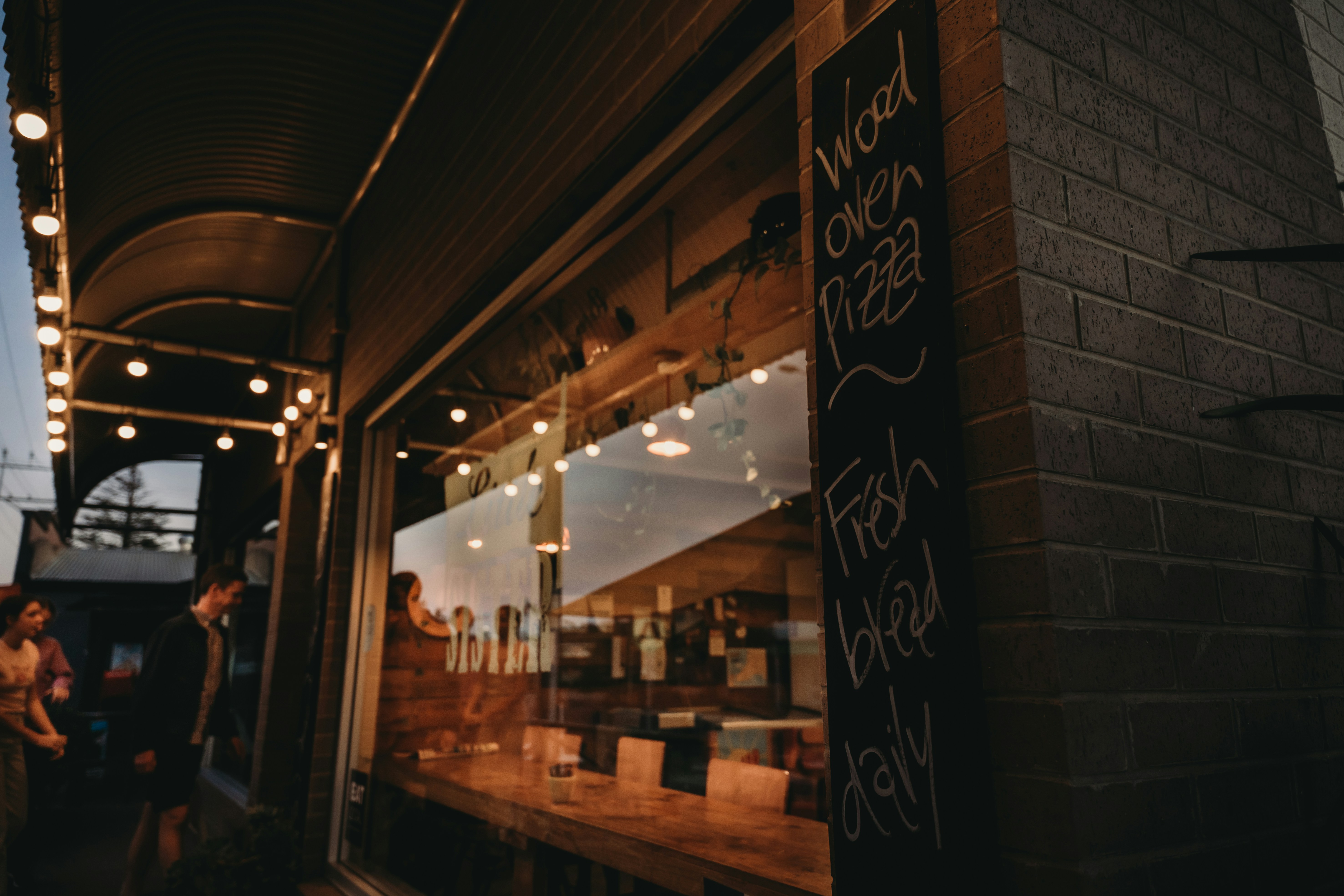 Cafe storefront with menu display