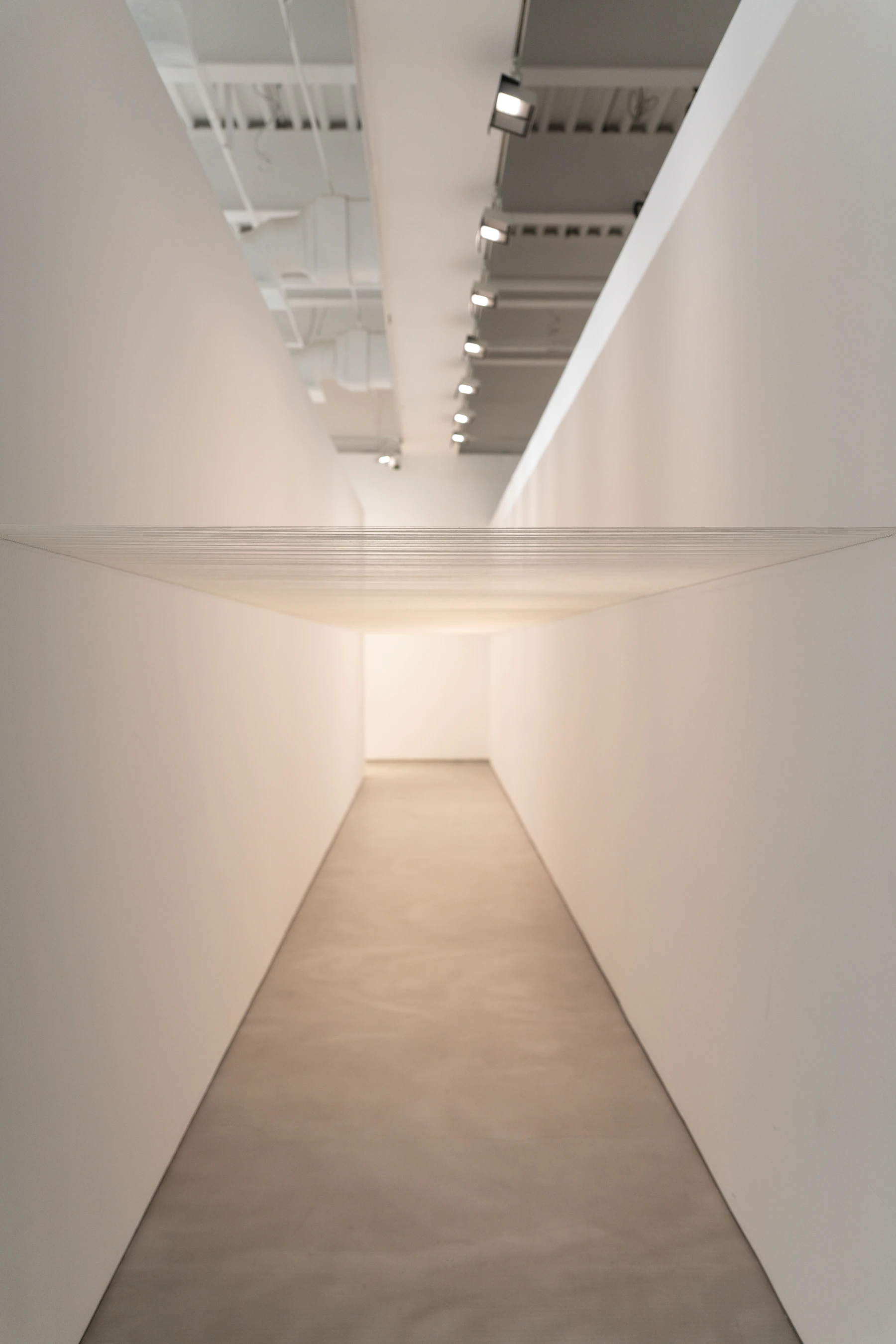 Modern interior hallway with gypsum partition walls and minimalist finish