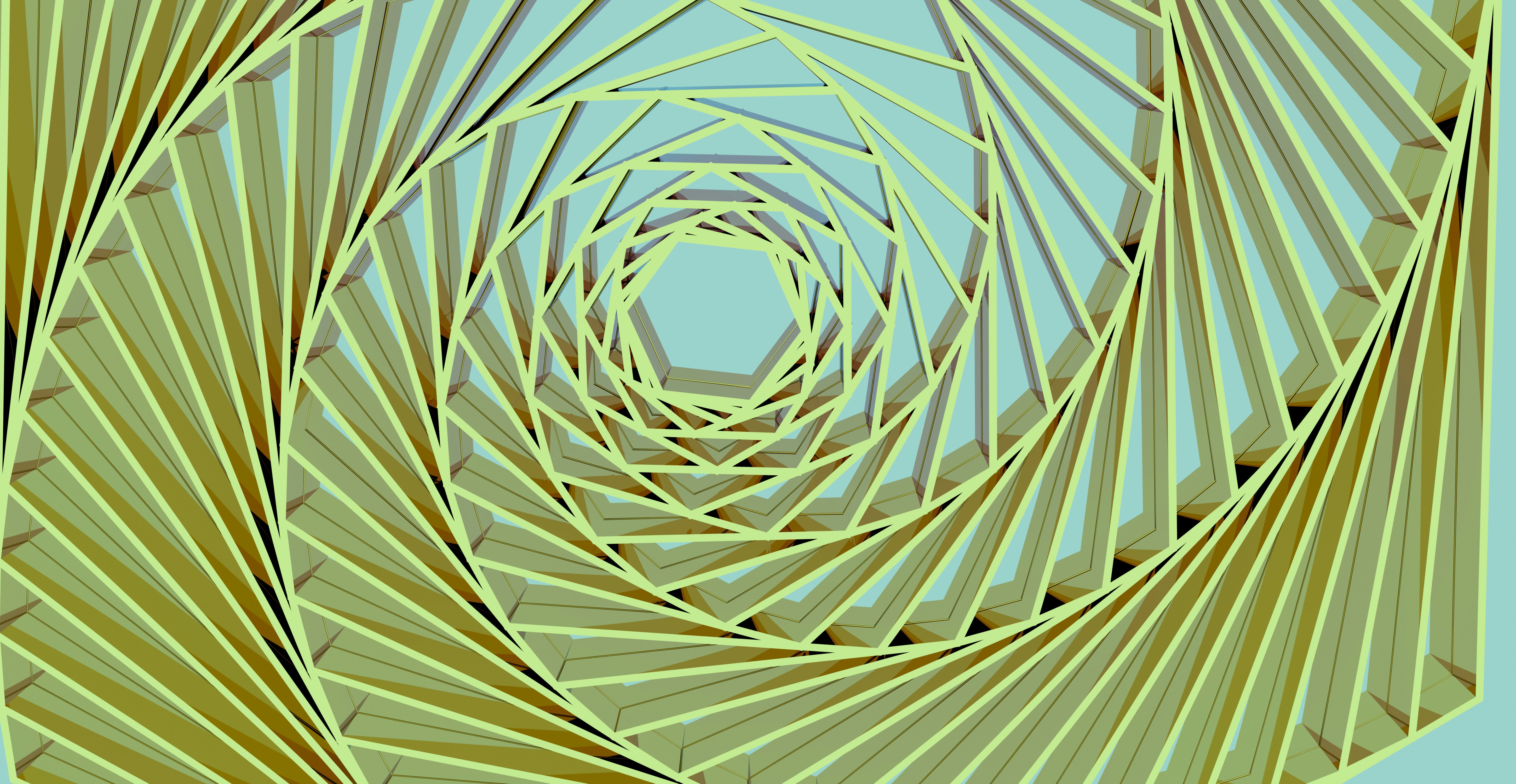 Patrón geométrico en espiral con fondo azul claro