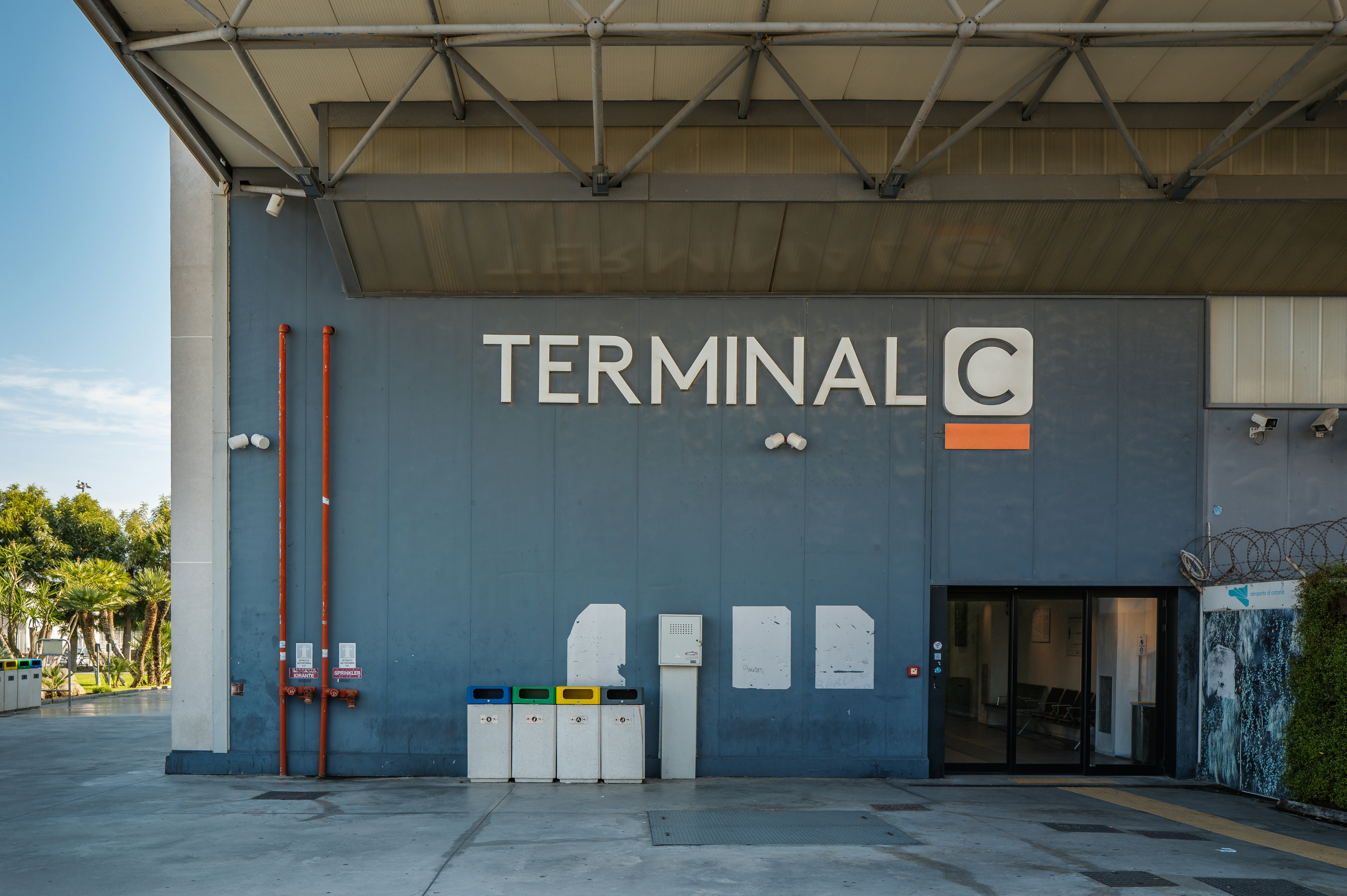 Terminal c entrance with recycling bins