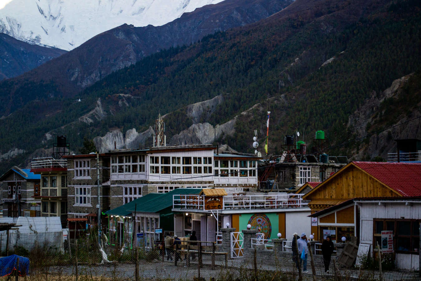 Manang village 3519m Annapurna Circuit Nepal glacial valley