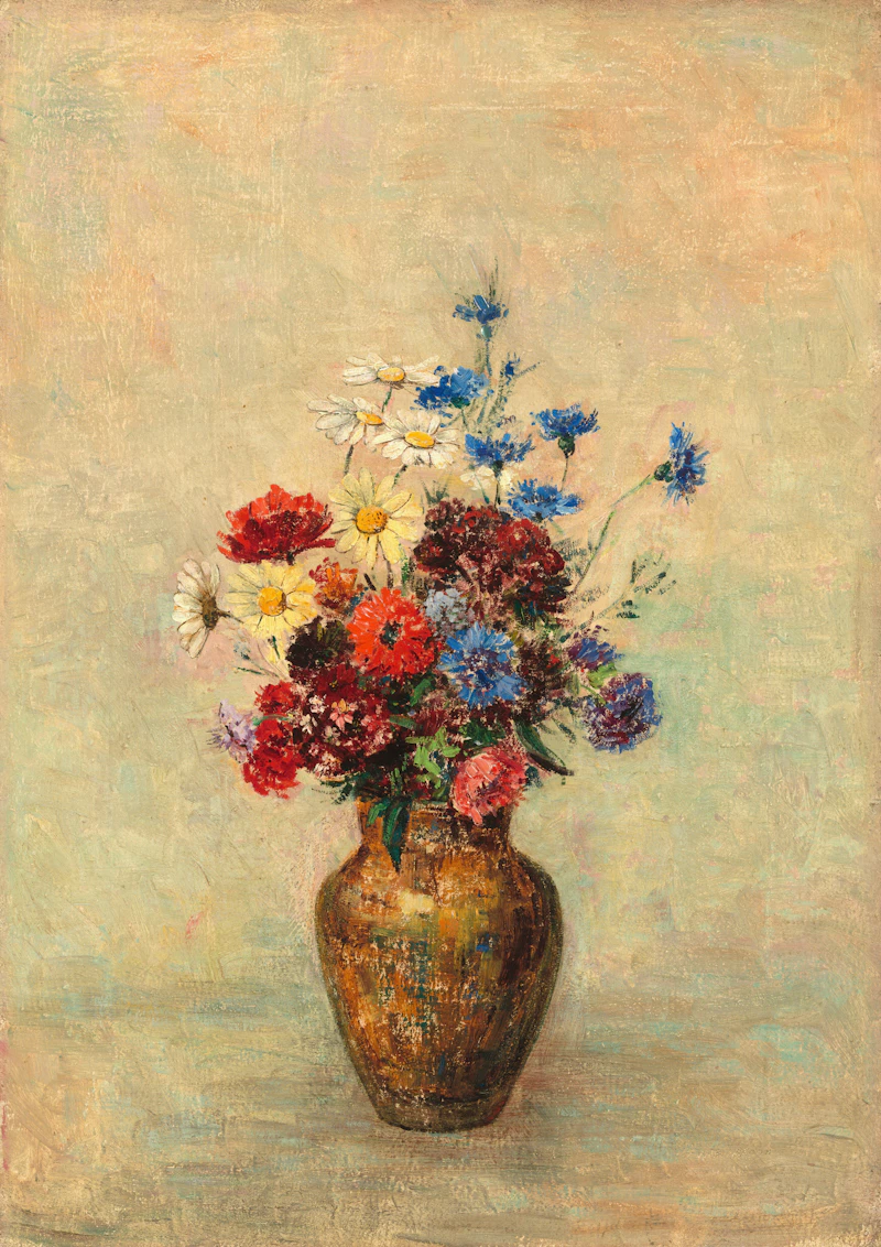 Mazzo di fiori di campo colorati in un vaso