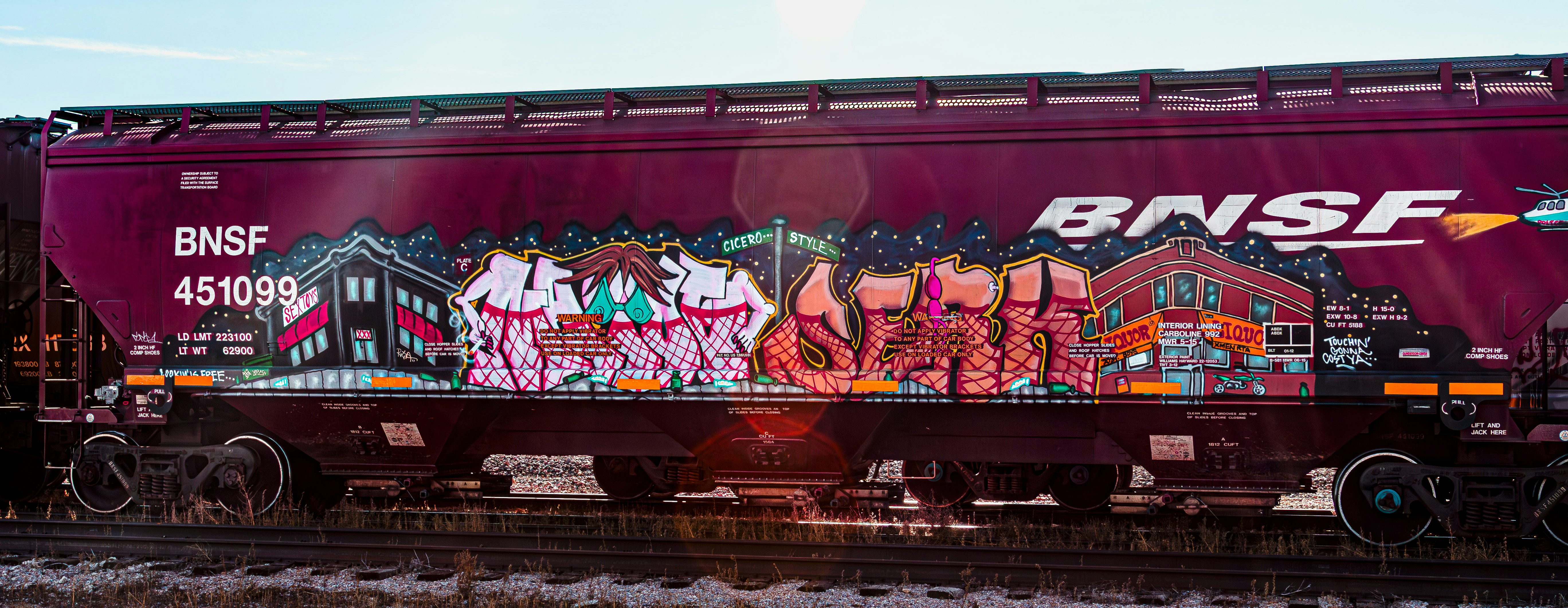Graffiti art on a bnsf train car