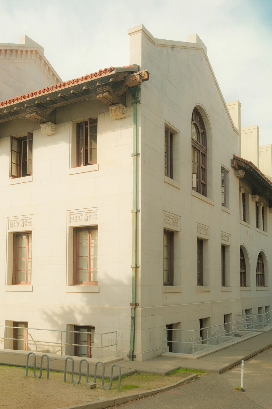 Cream coloured building with arched windows