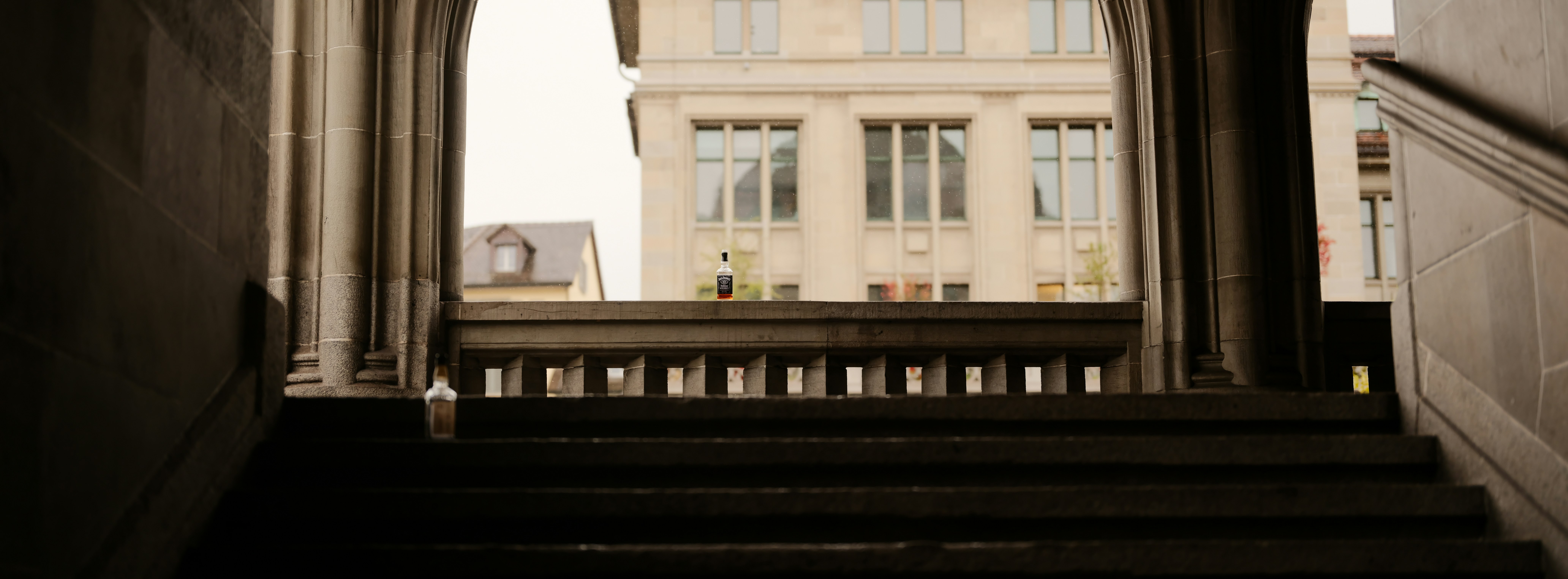 Stone staircase leading to a building exterior