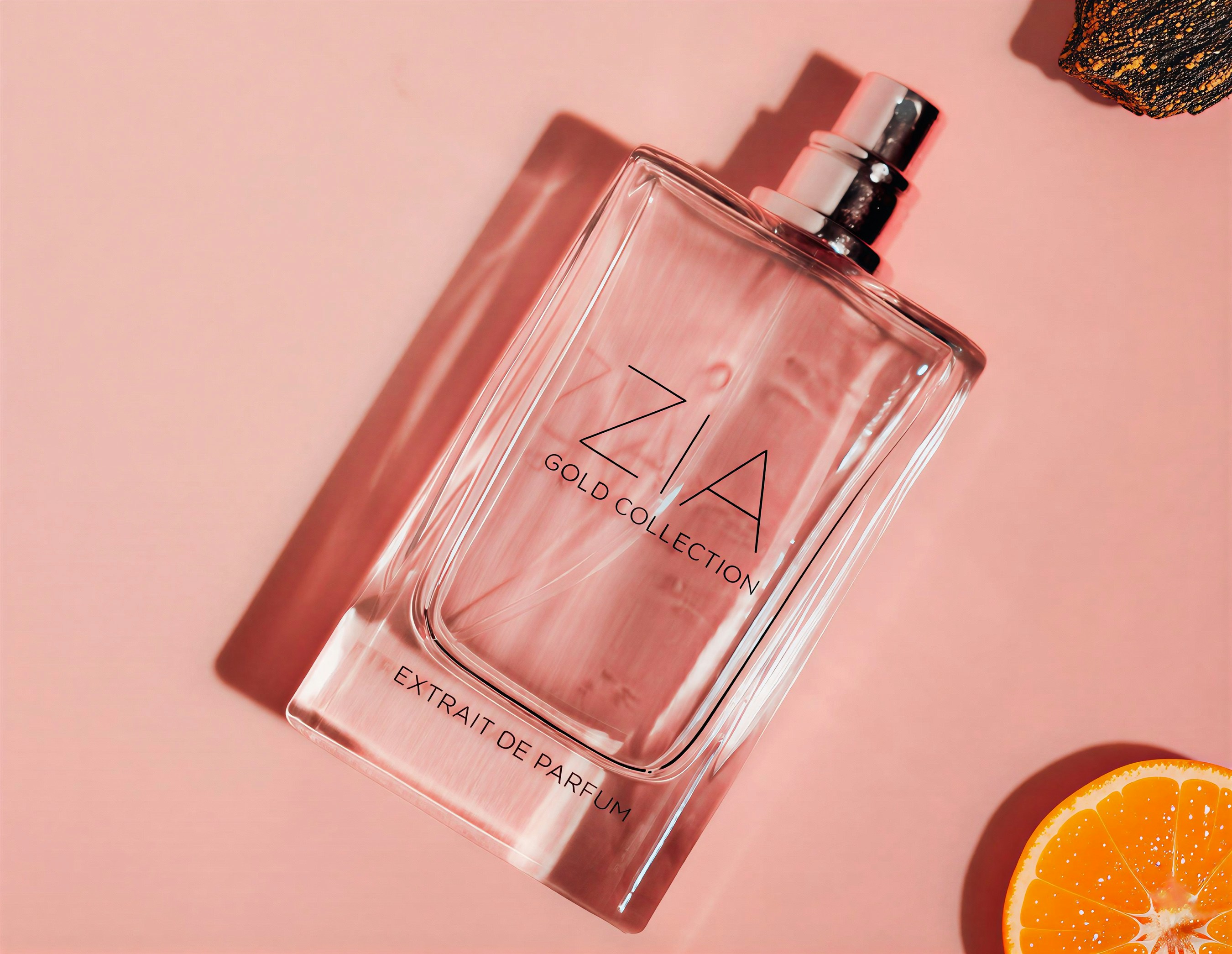 Perfume bottle with orange slices