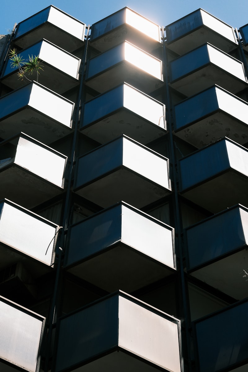 Modern concrete and glass building facade