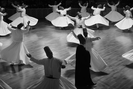 Whirling dervishes performing a traditional dance