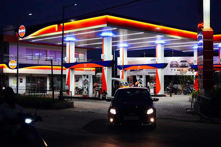 Petrol bunk layout and forecourt