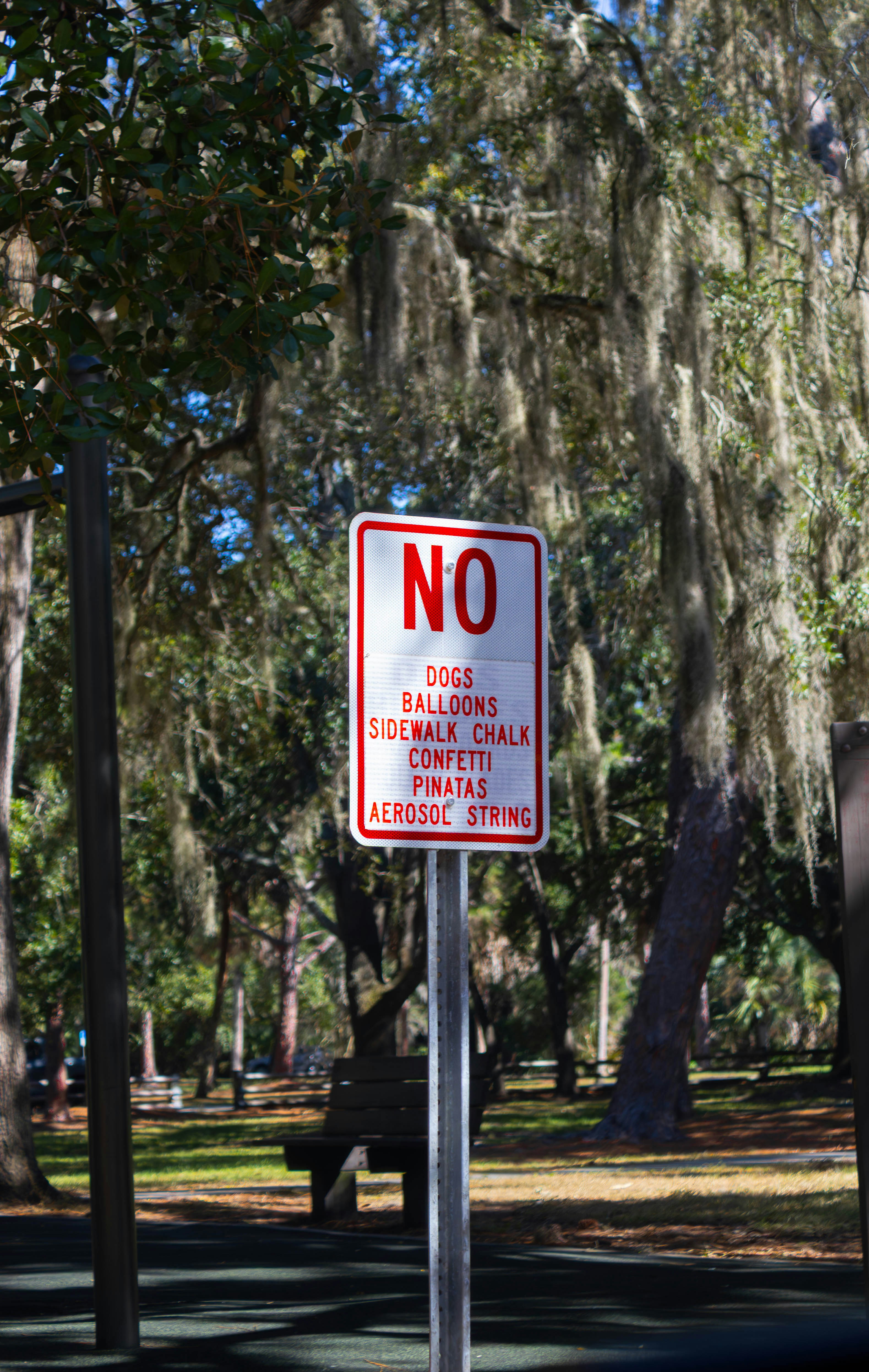No se permiten perros, globos, tiza, confeti o piñatas.