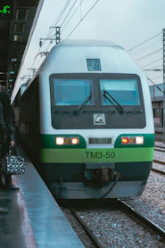 A modern train at a station platform