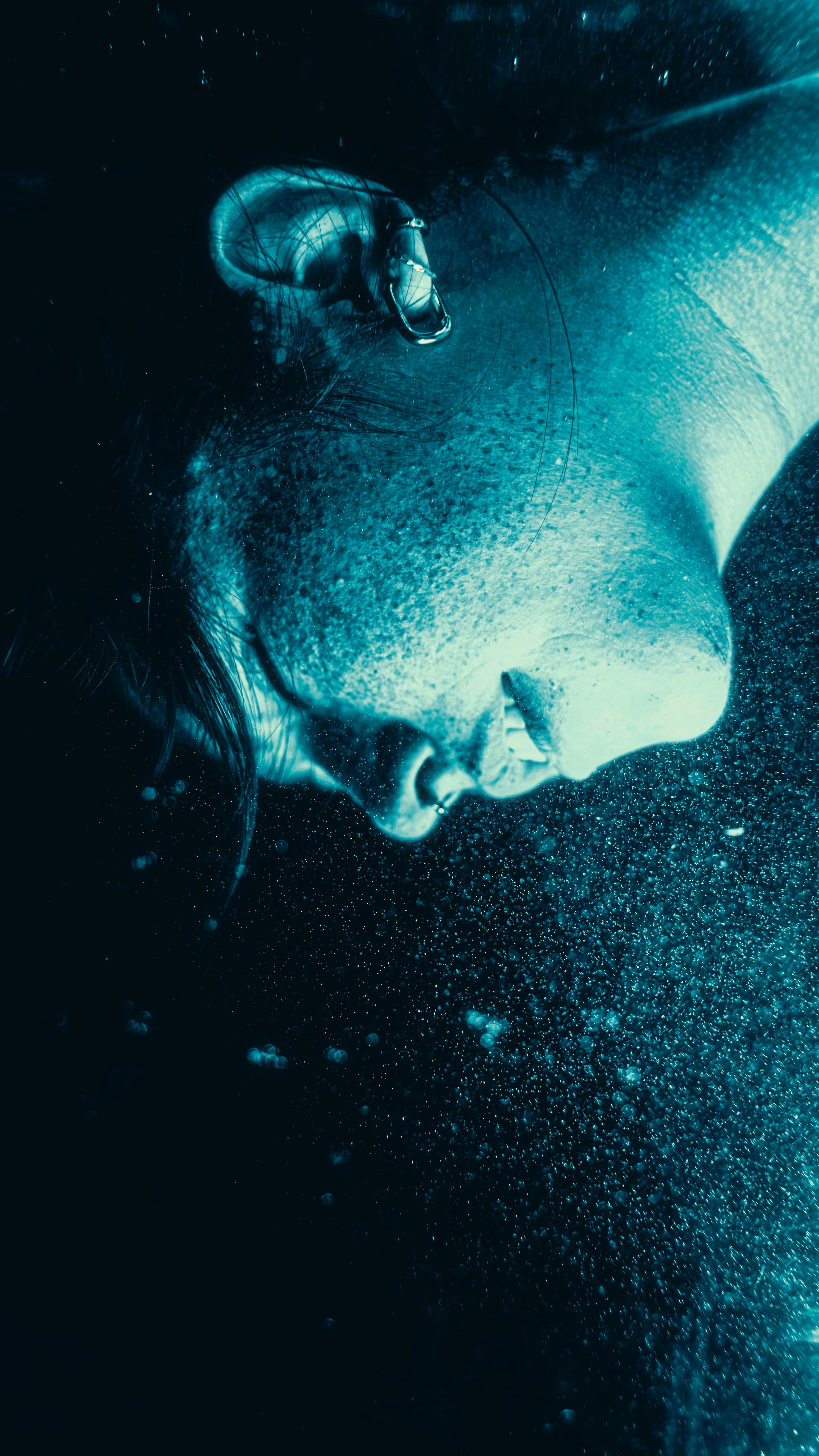 AI-generated hyper-realistic underwater portrait with detailed skin texture