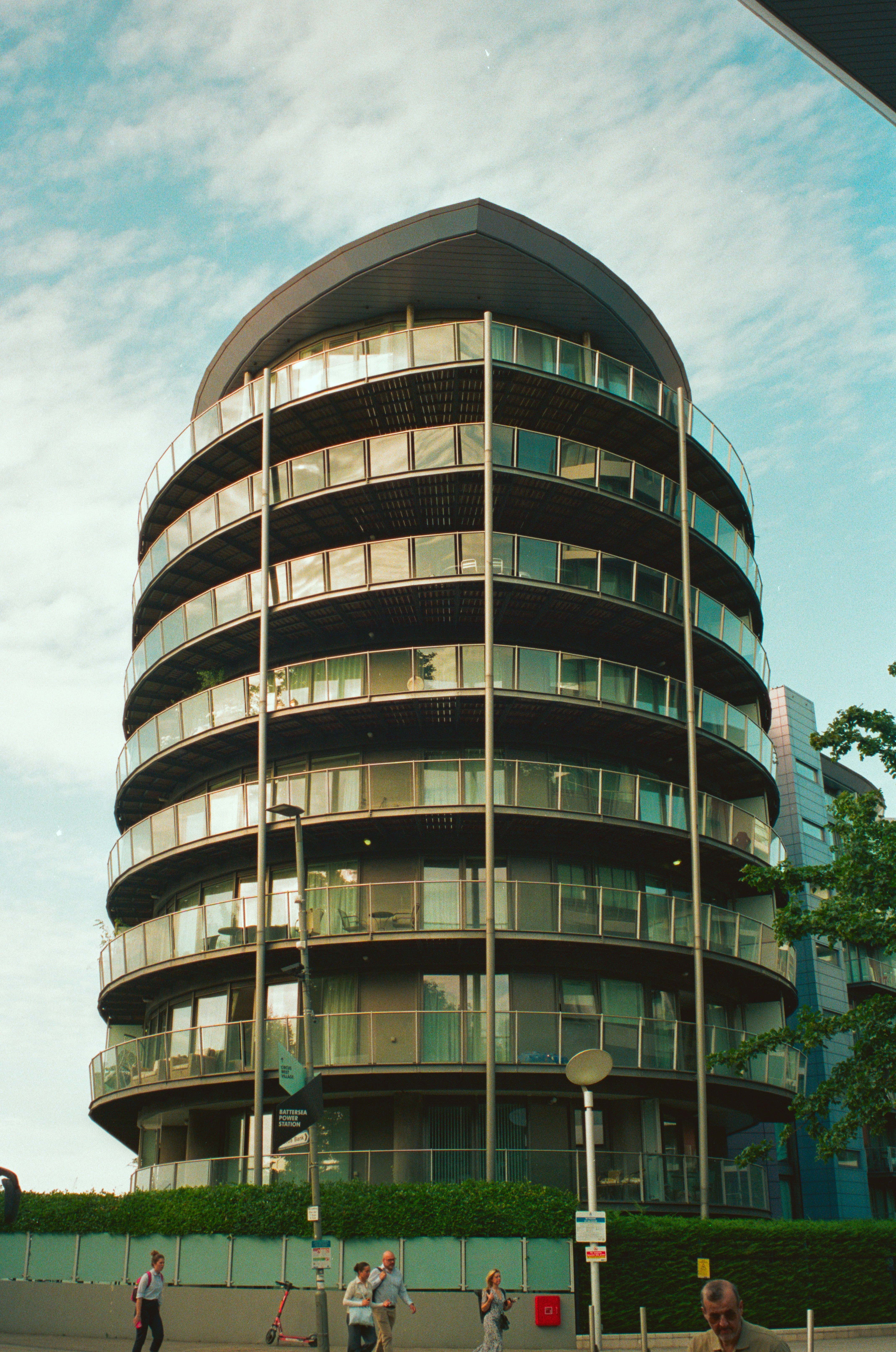 Modern apartment building with balconies