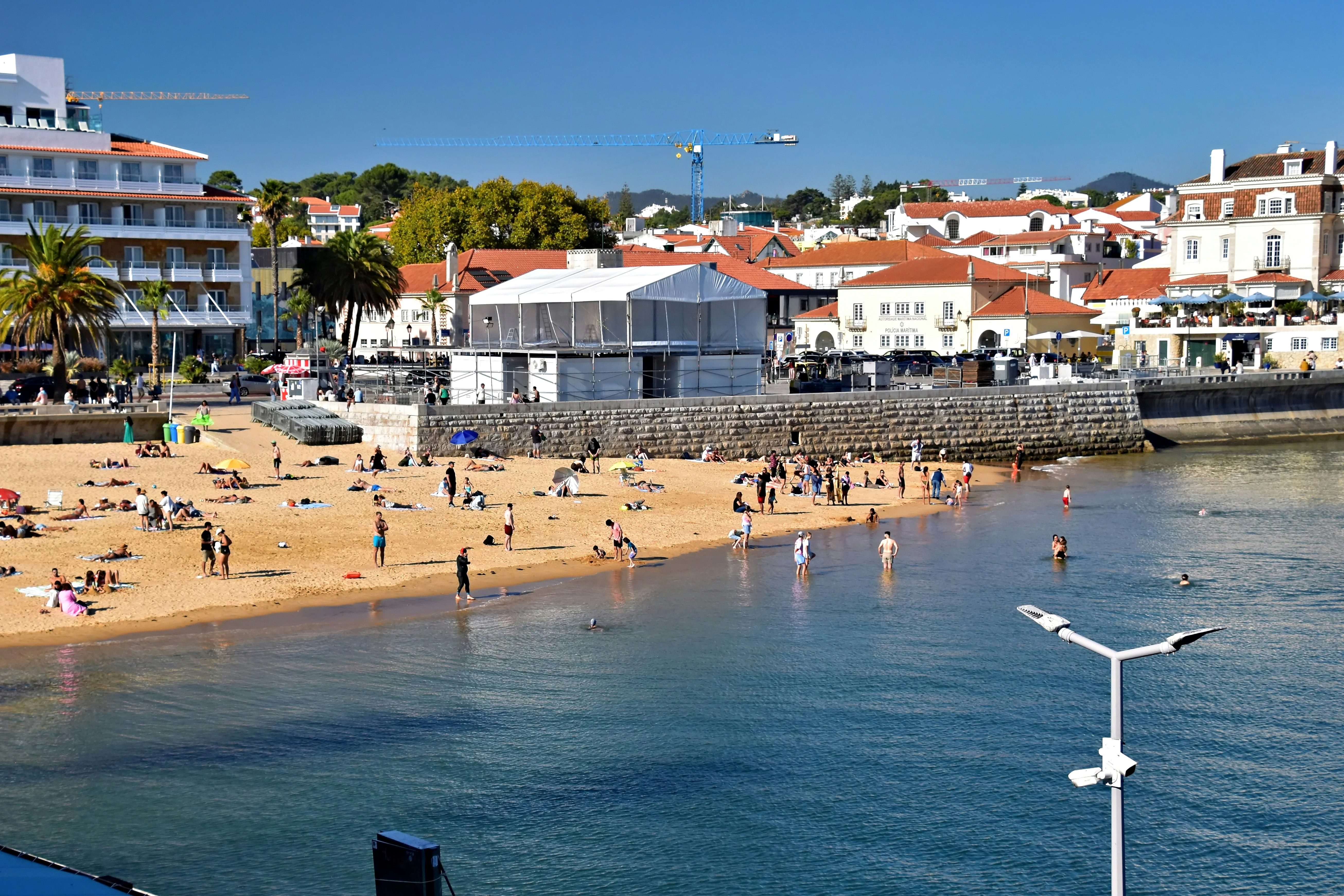 Pristine white sand beach with clear turquoise water