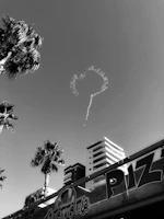 Palm trees and cloud formation in sky over buildings