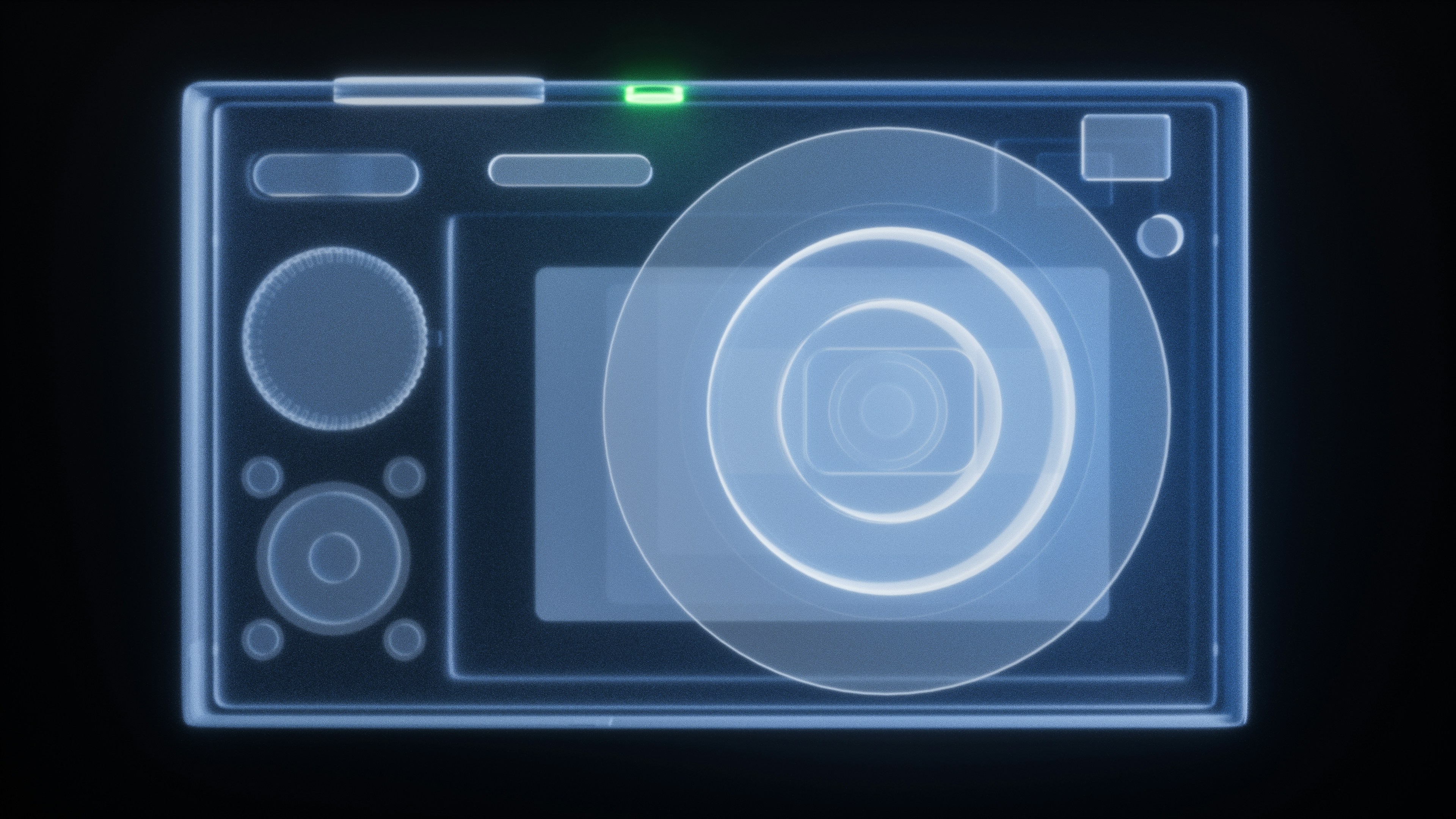 X-ray of a digital camera on black background