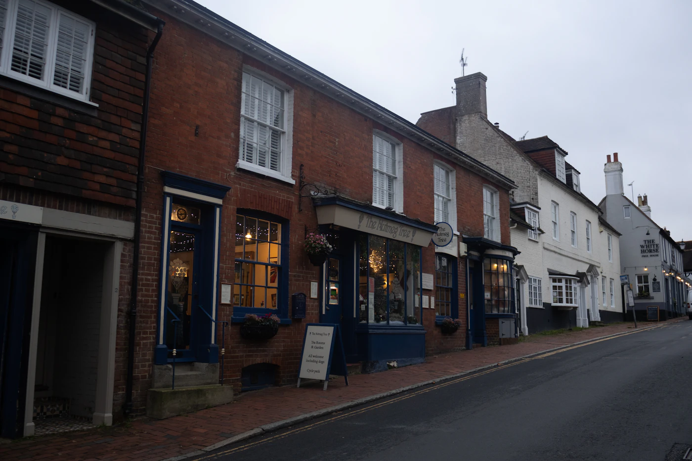 Historic small-town storefront typical of New Market, MD's antiques district