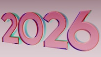 The year 2026 in pink 3D numbers.