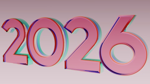 The year 2026 in pink 3D numbers.