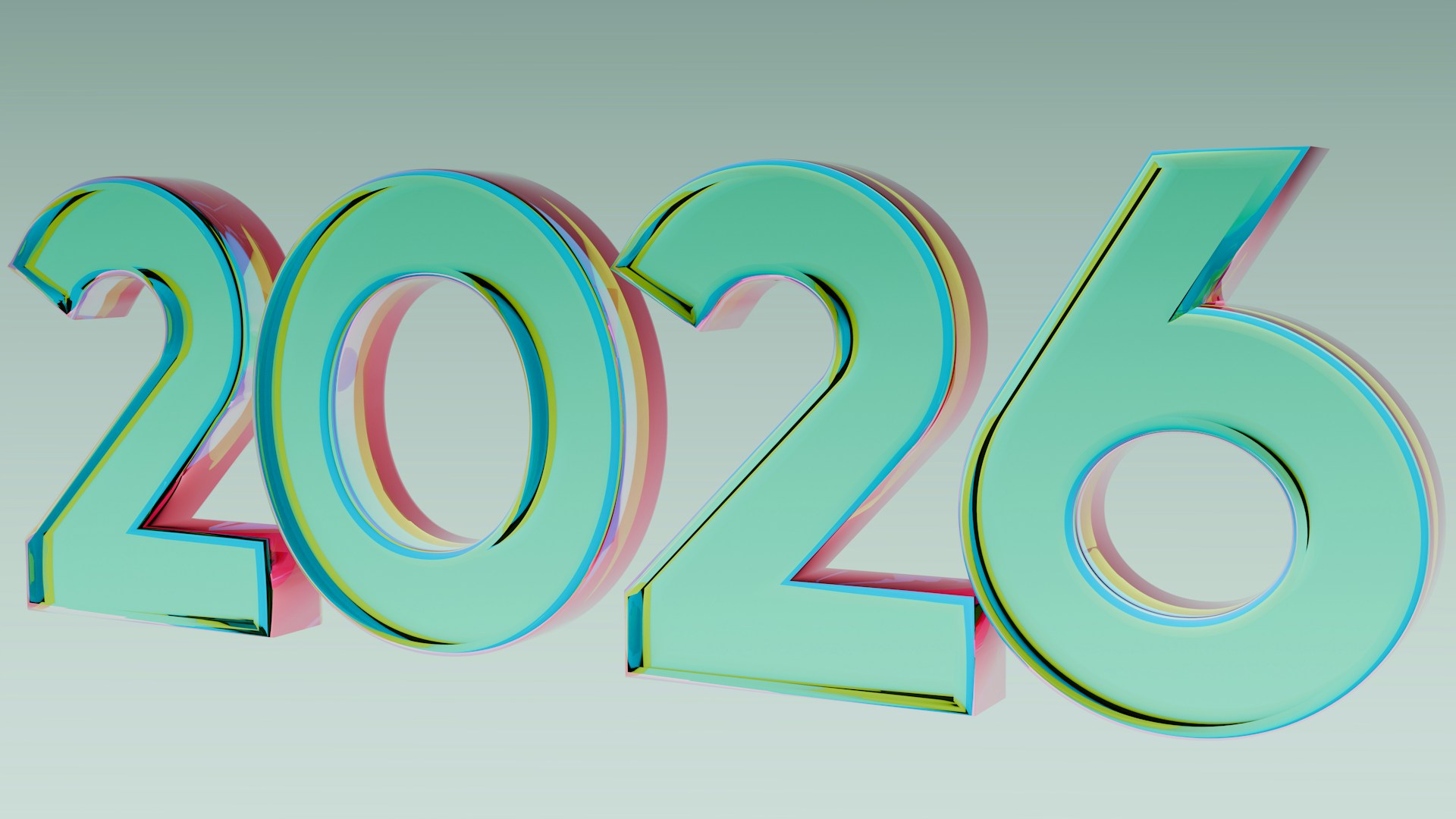 The year 2026 in stylized 3D numbers