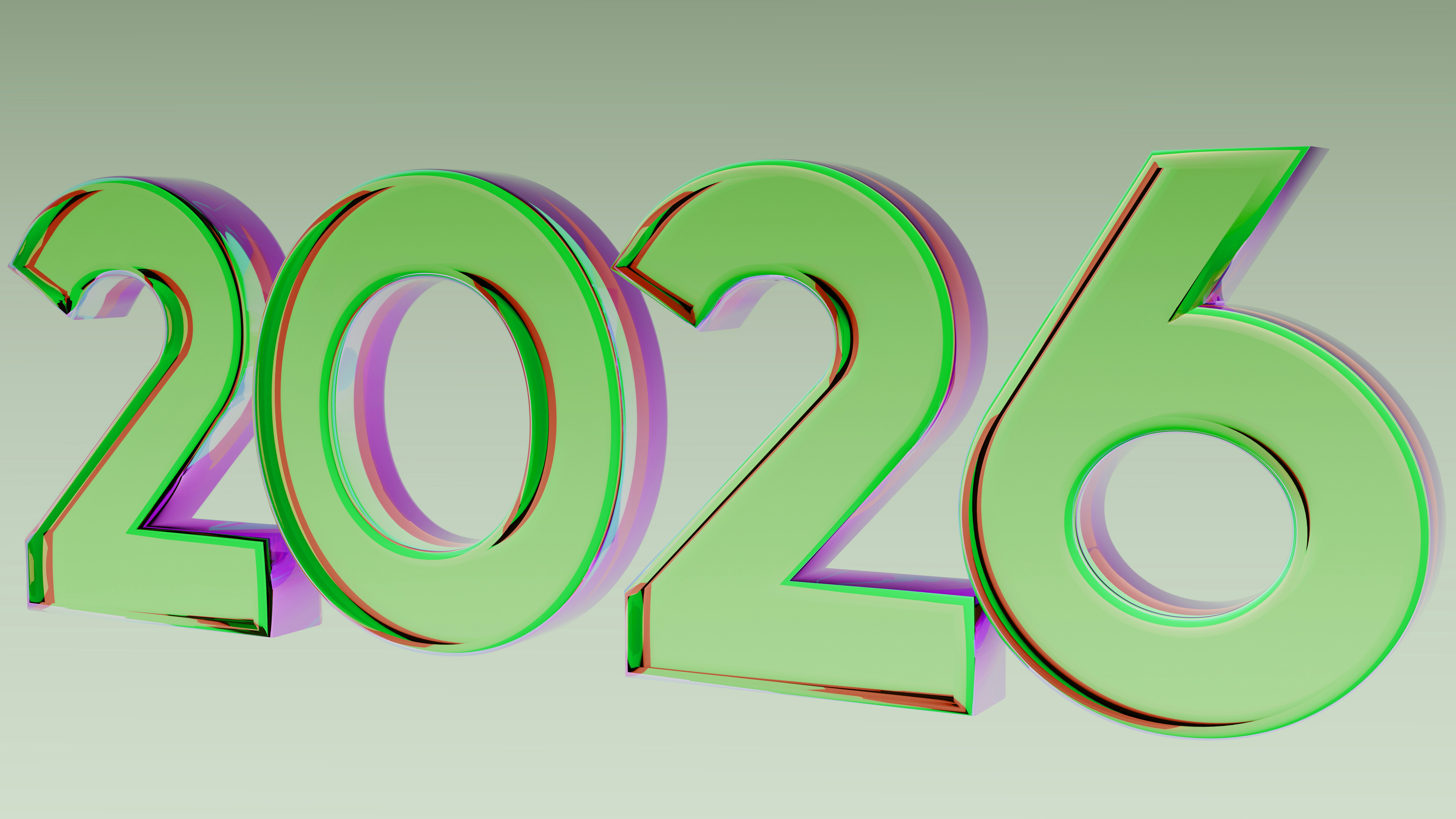 The year 2026 in large green numbers
