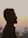 Silhouette of a man with beard at sunset
