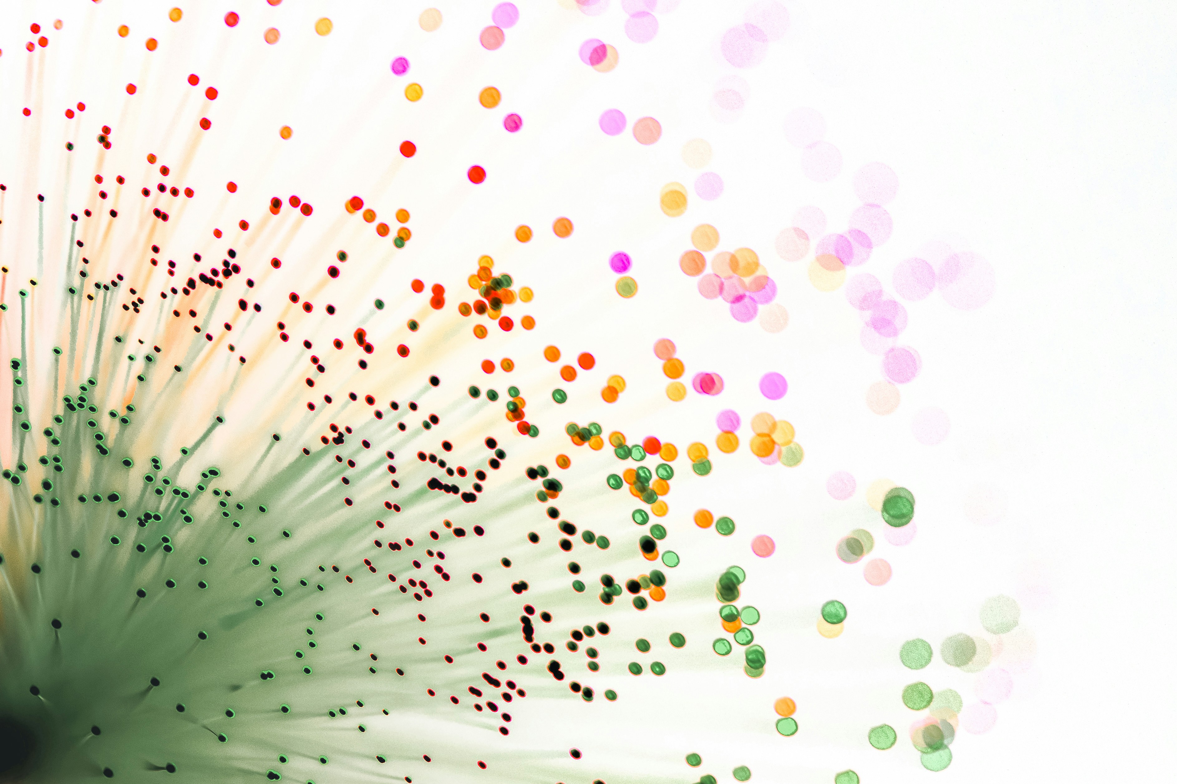 Abstract colorful bokeh lights on white background