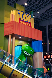 Toy story themed play area with rex dinosaur