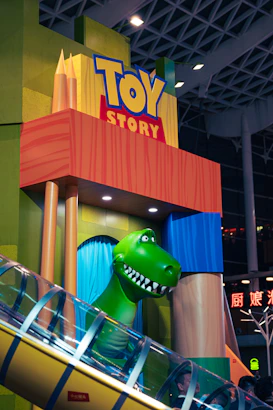 Toy story themed play area with rex dinosaur