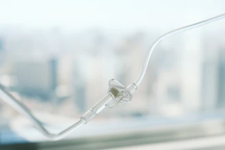 Medical iv drip line with blurred background