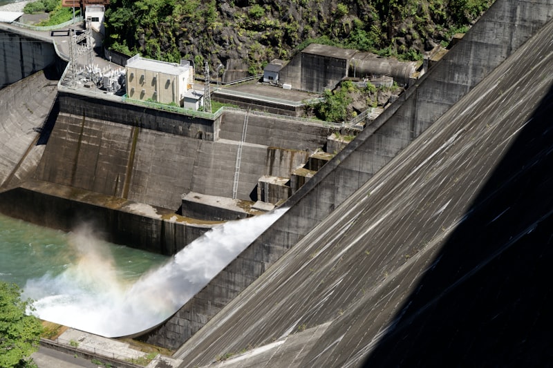 Water cascading over a concrete dam