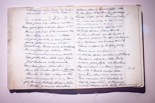 Old diary with historical handwritten text