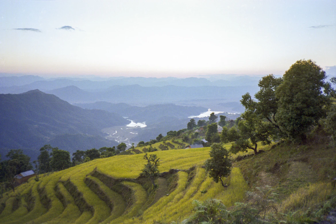 Paragliders soaring over Pokhara valley