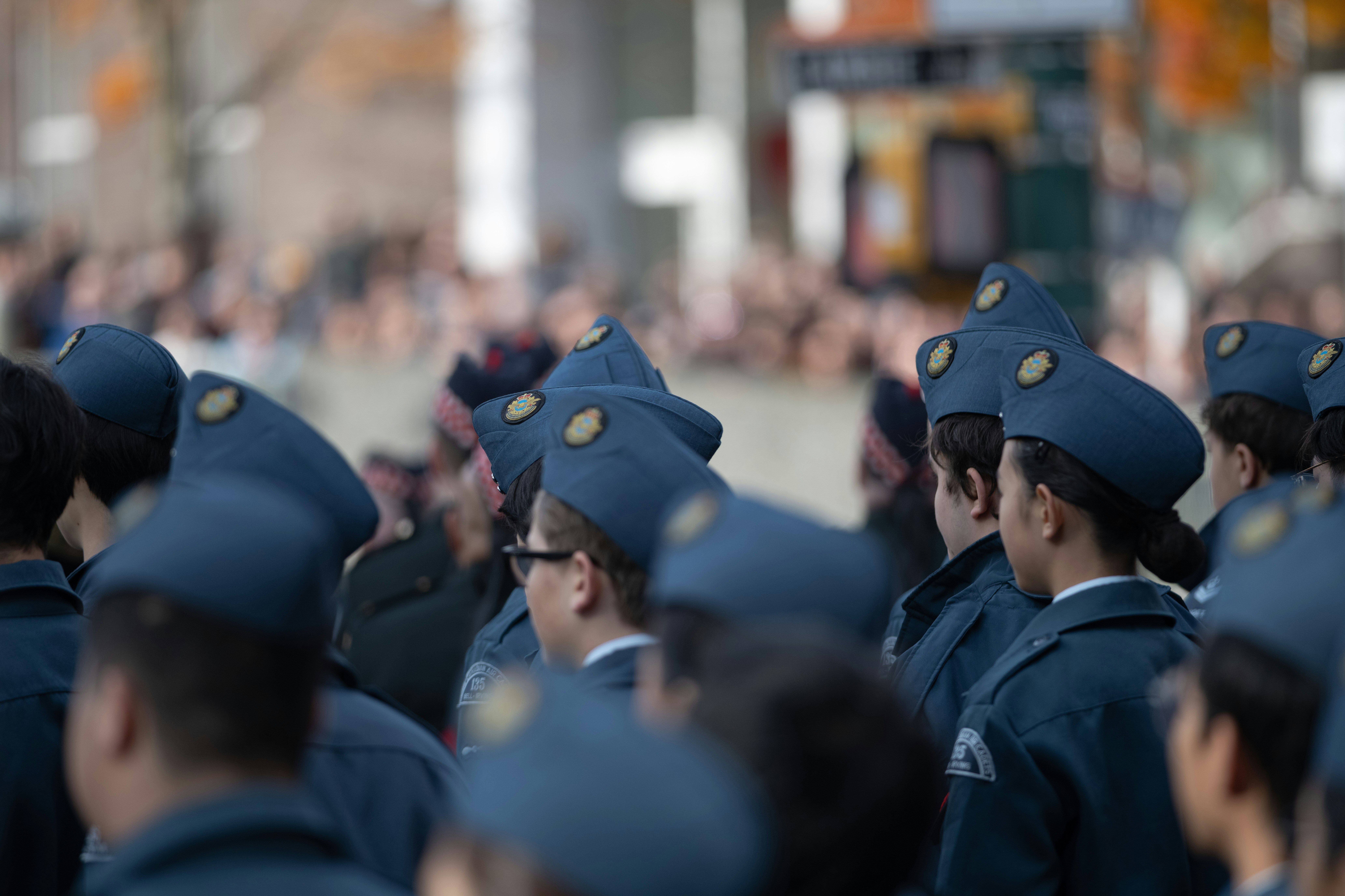 Military cadets in formation