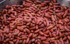 A pile of dried red kidney beans