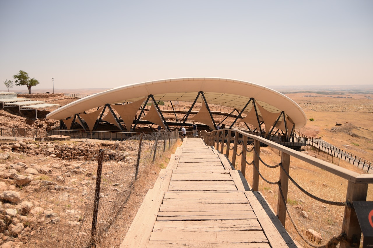 Excavation area around the T-shaped limestone pillars at Göbekli Tepe