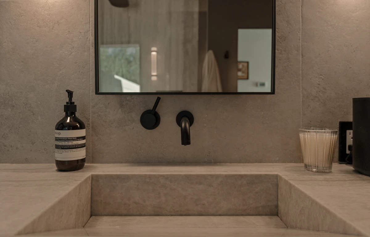 Clean bathroom vanity for a simple daily skincare routine