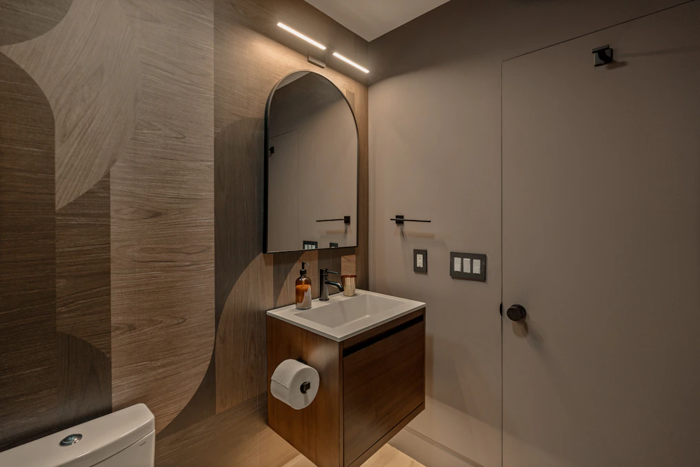 Luxury bathroom elements with a large roll of toilet paper