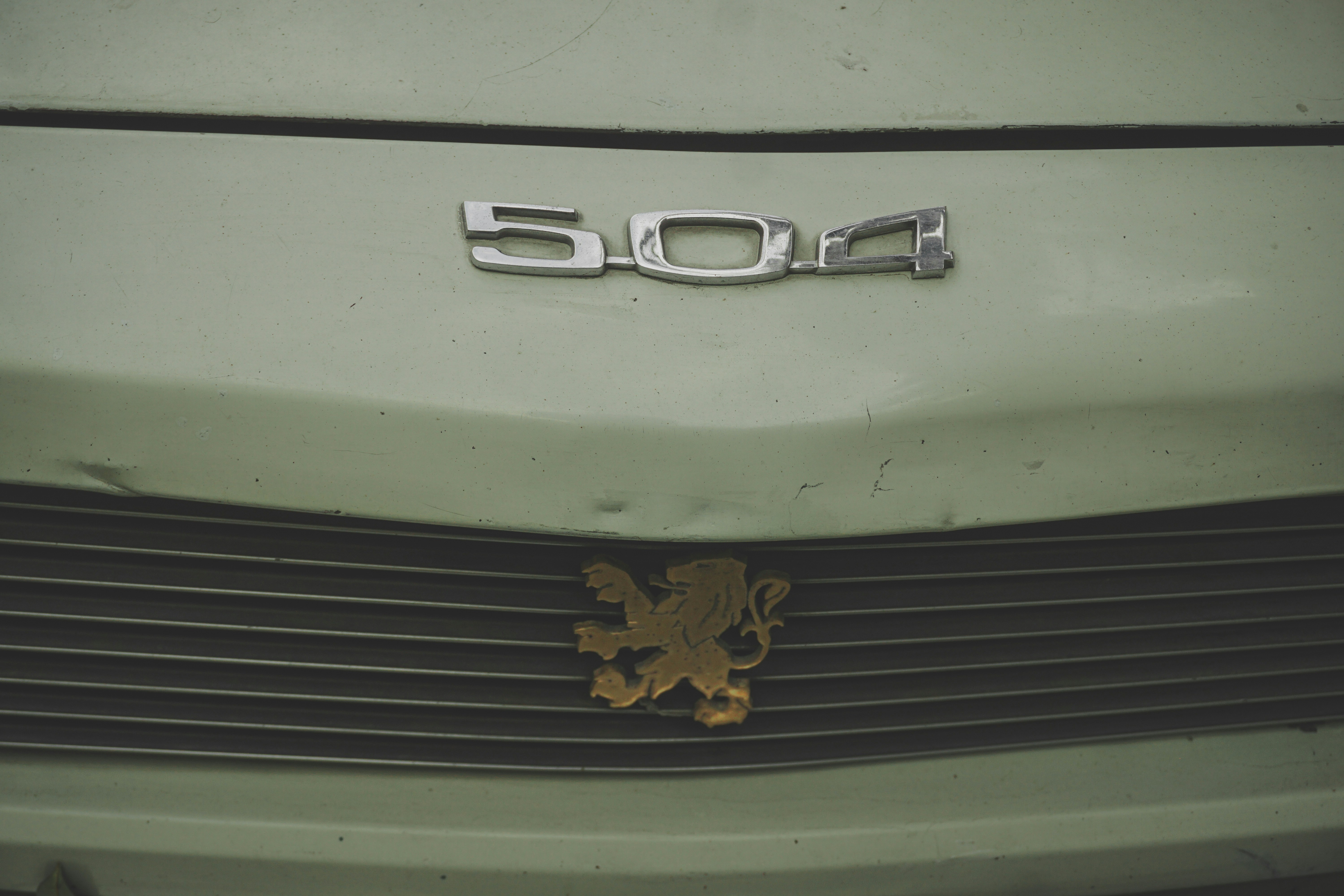 Peugeot 504 emblem on car grille