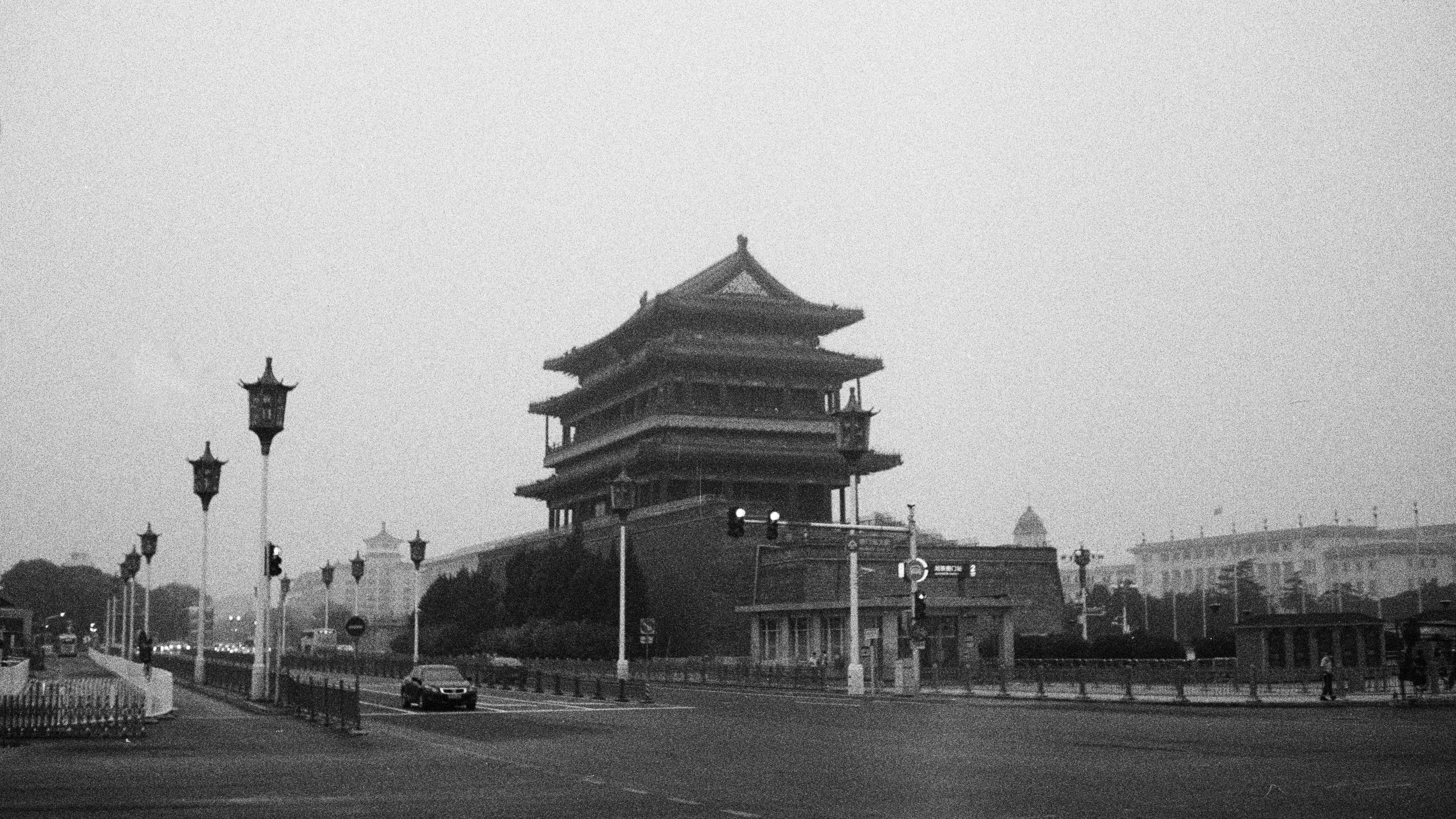 Traditional chinese tower against a cloudy sky.