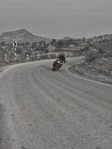 Motorcyclist on a scenic winding road