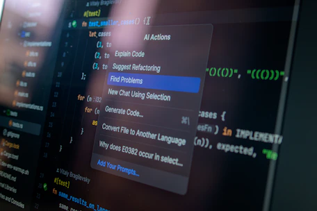 Computer screen displaying code with a context menu.