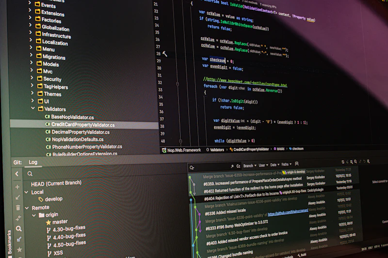 Screen displaying lines of code