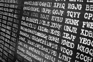 Rows of text on a dark background