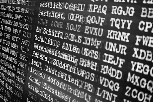 Rows of text on a dark background