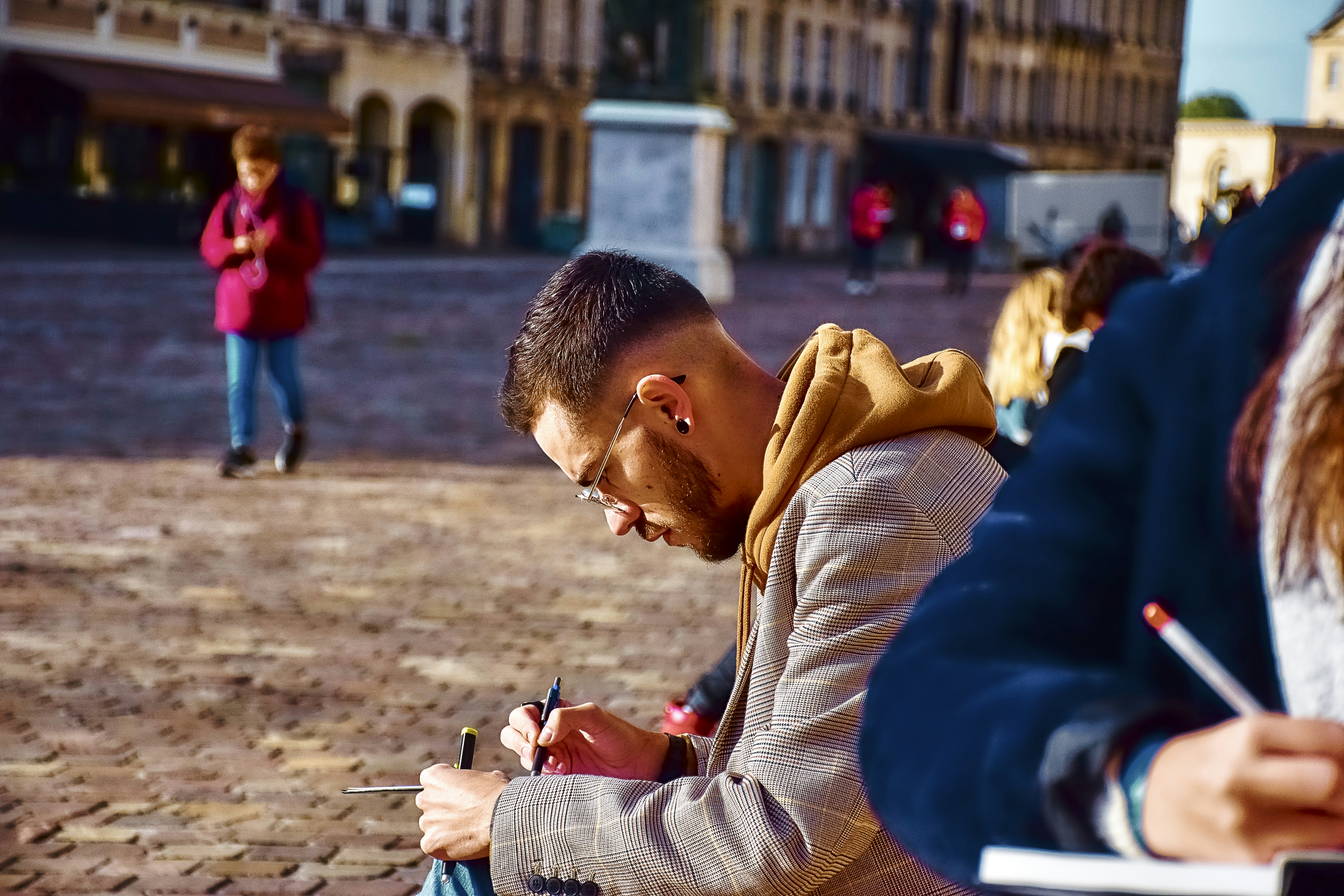 Focused student studying