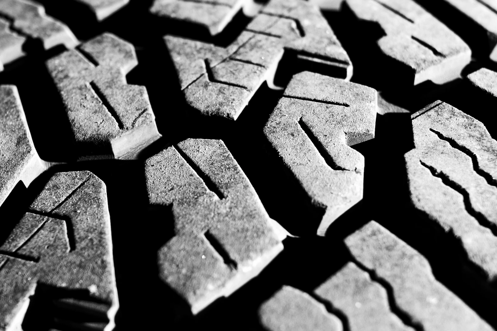 Macro view of an automotive tire tread pattern