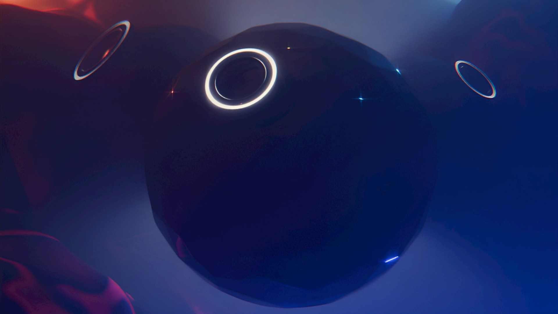 Dark abstract orb with glowing rings